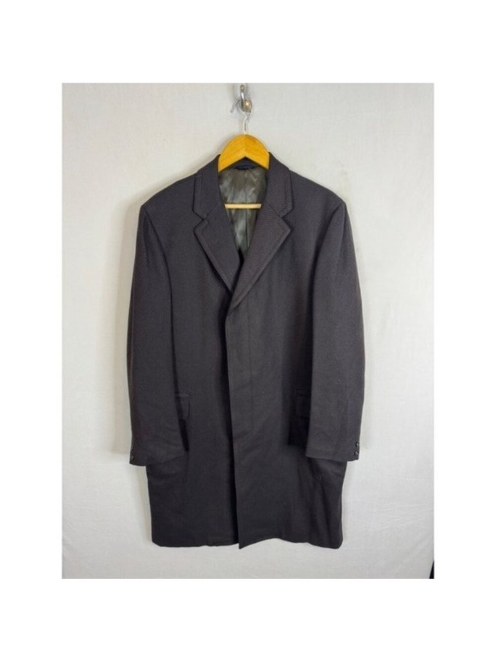 Samuelsohn Durolux Worsted Wool Overcoat Mens 40 Regular Black Charcoal Tailored